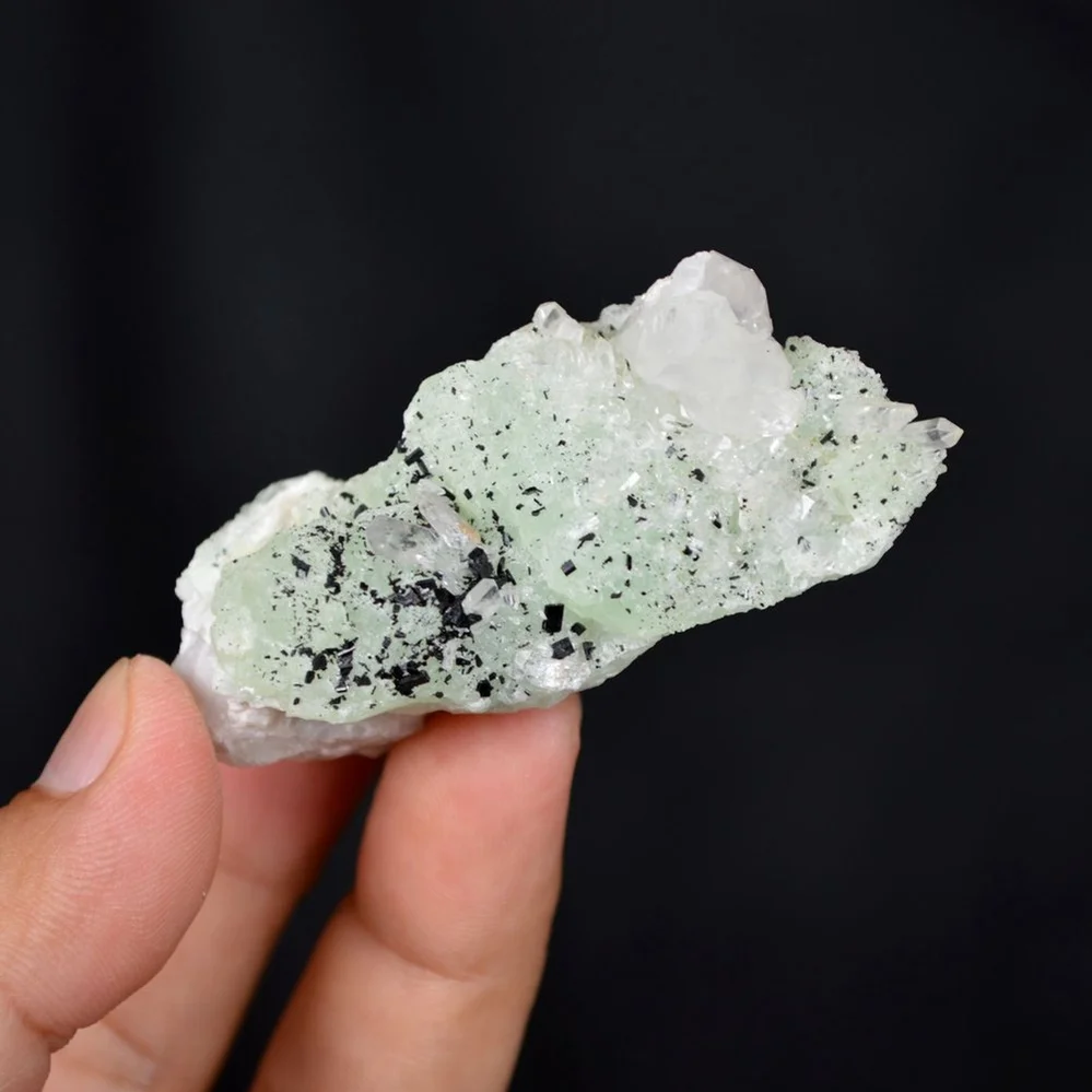 Prehnite With Babingtonite And Quartz Crystals