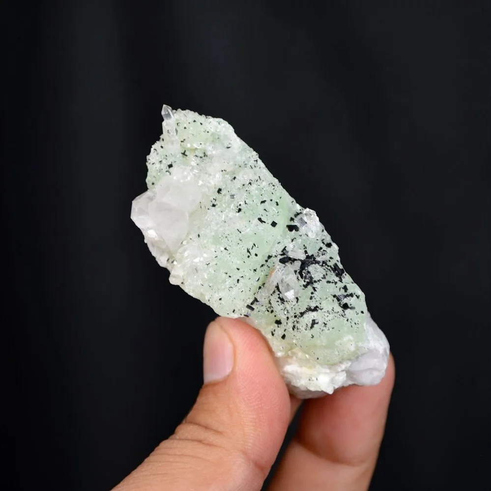 Prehnite With Babingtonite And Quartz Crystals - Image 3