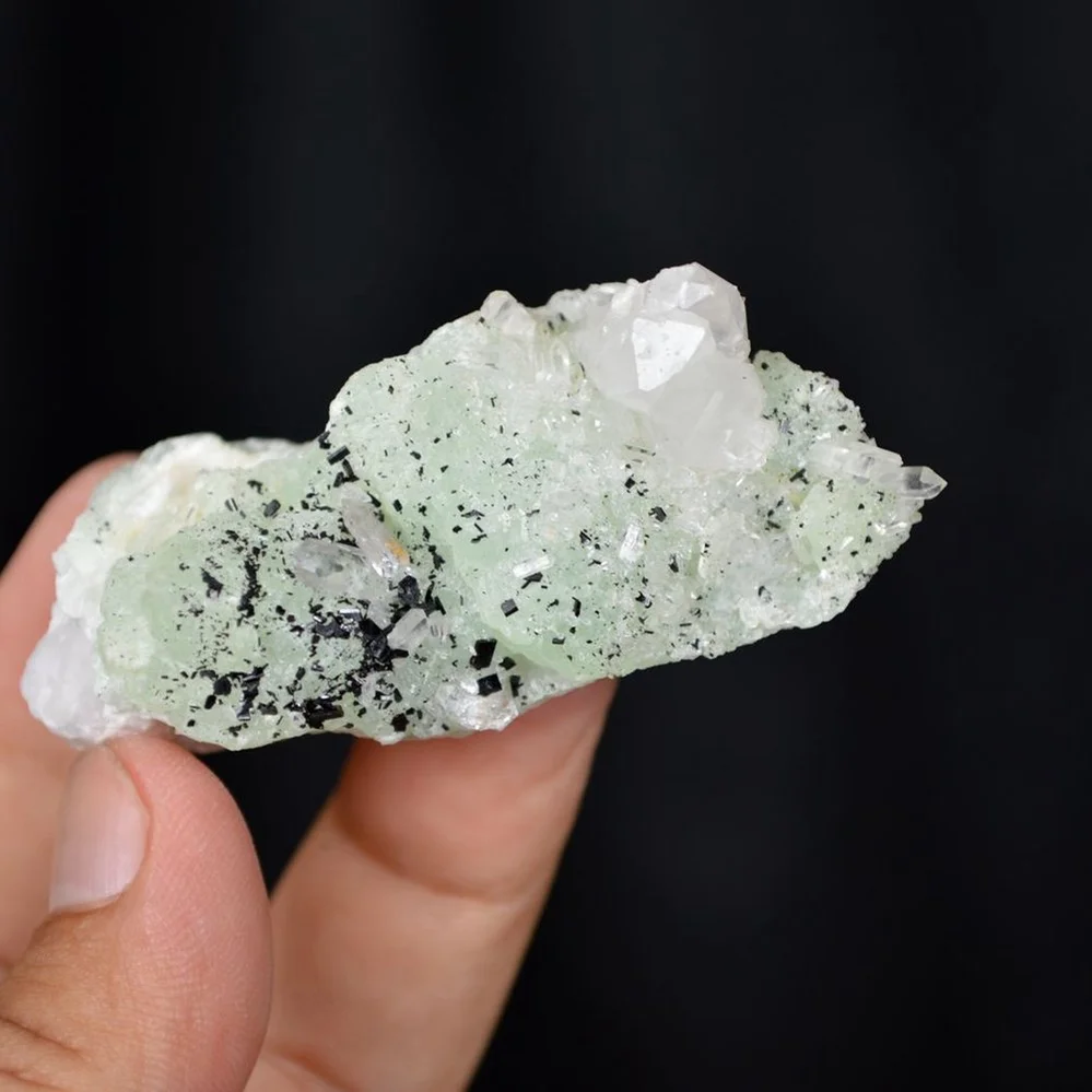 Prehnite With Babingtonite And Quartz Crystals - Image 4