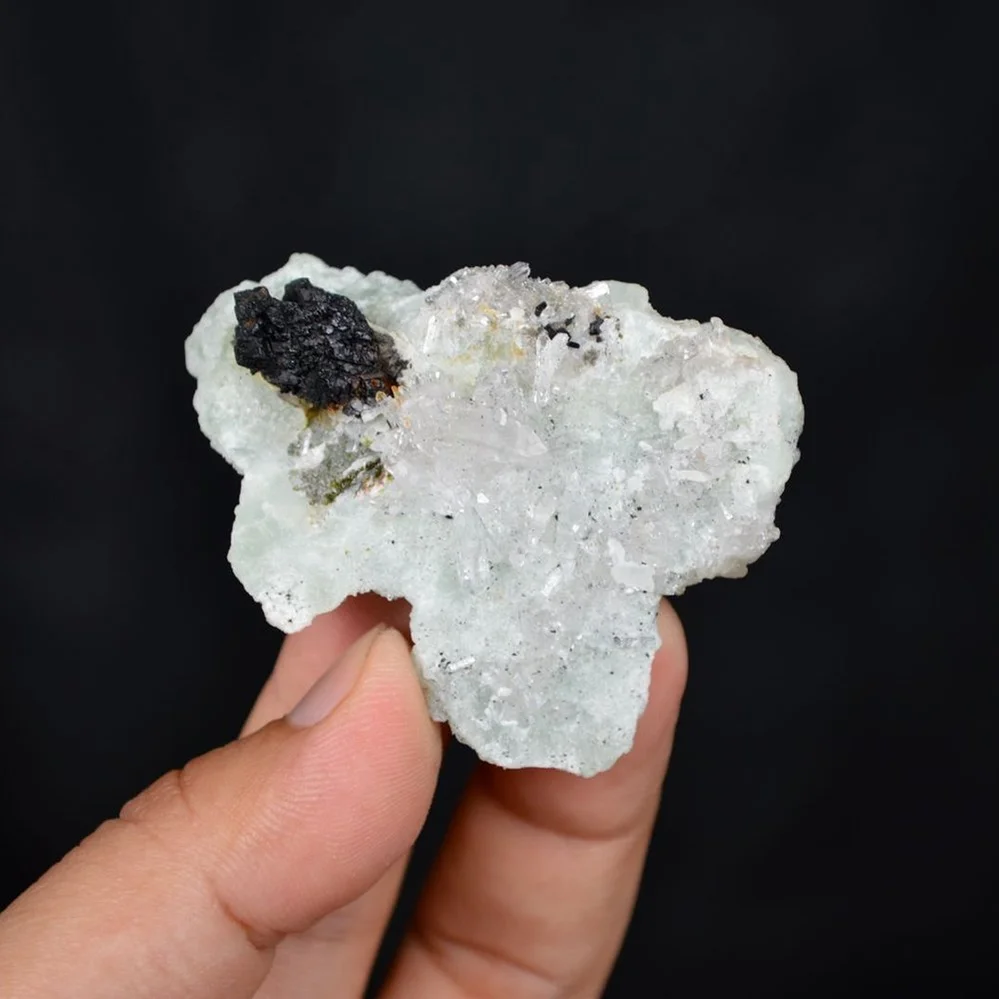 Prehnite With Babingtonite And Quartz Crystals - Image 3