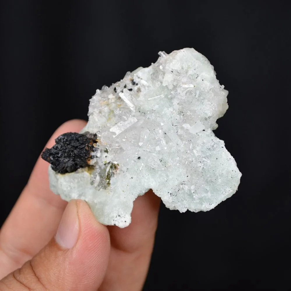 Prehnite With Babingtonite And Quartz Crystals - Image 5