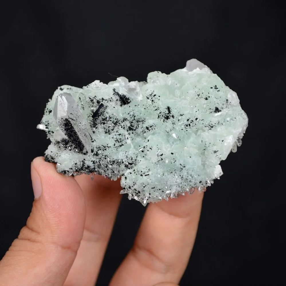 Prehnite With Babingtonite And Quartz Crystals - Image 2