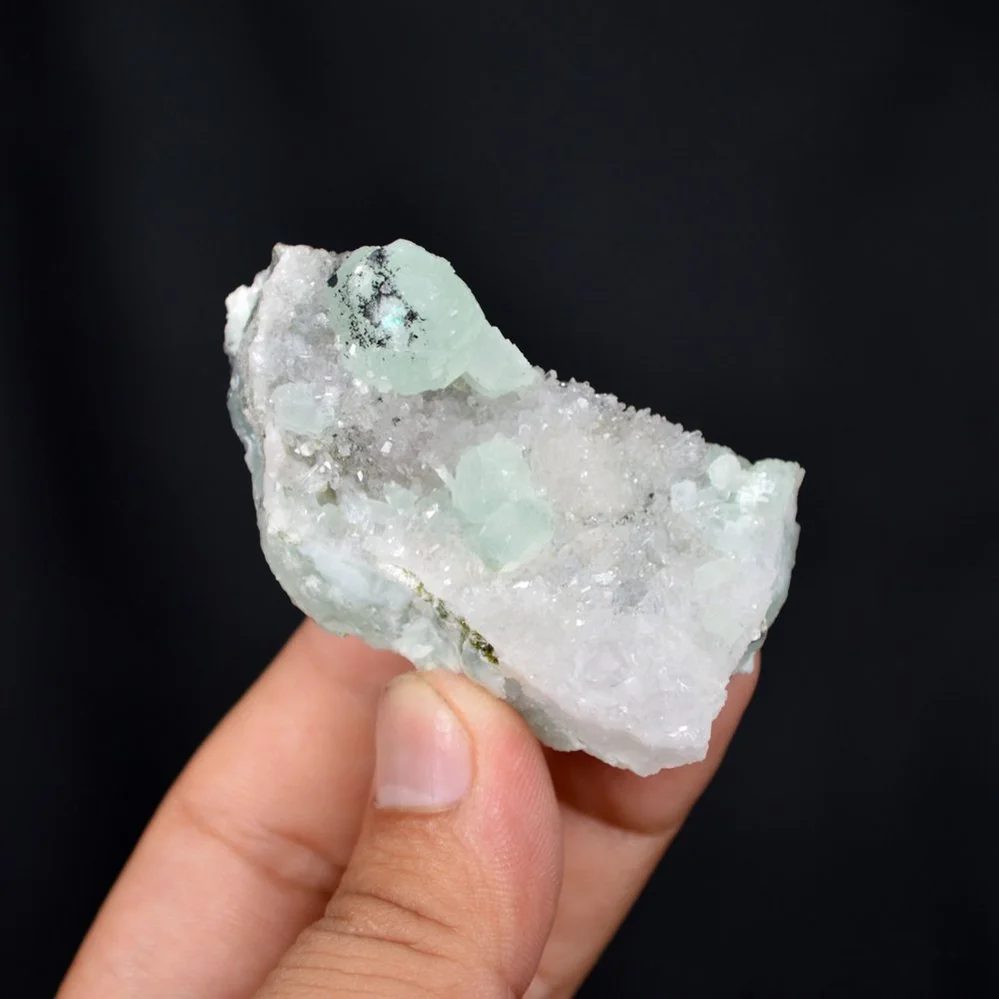 Prehnite With Babingtonite And Quartz Crystals