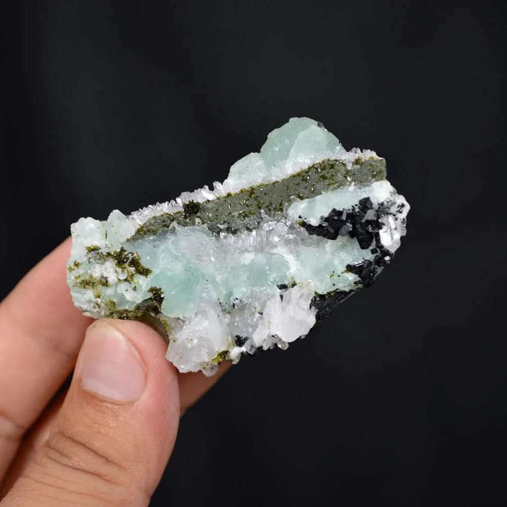 Prehnite With Babingtonite And Quartz Crystals - Image 2