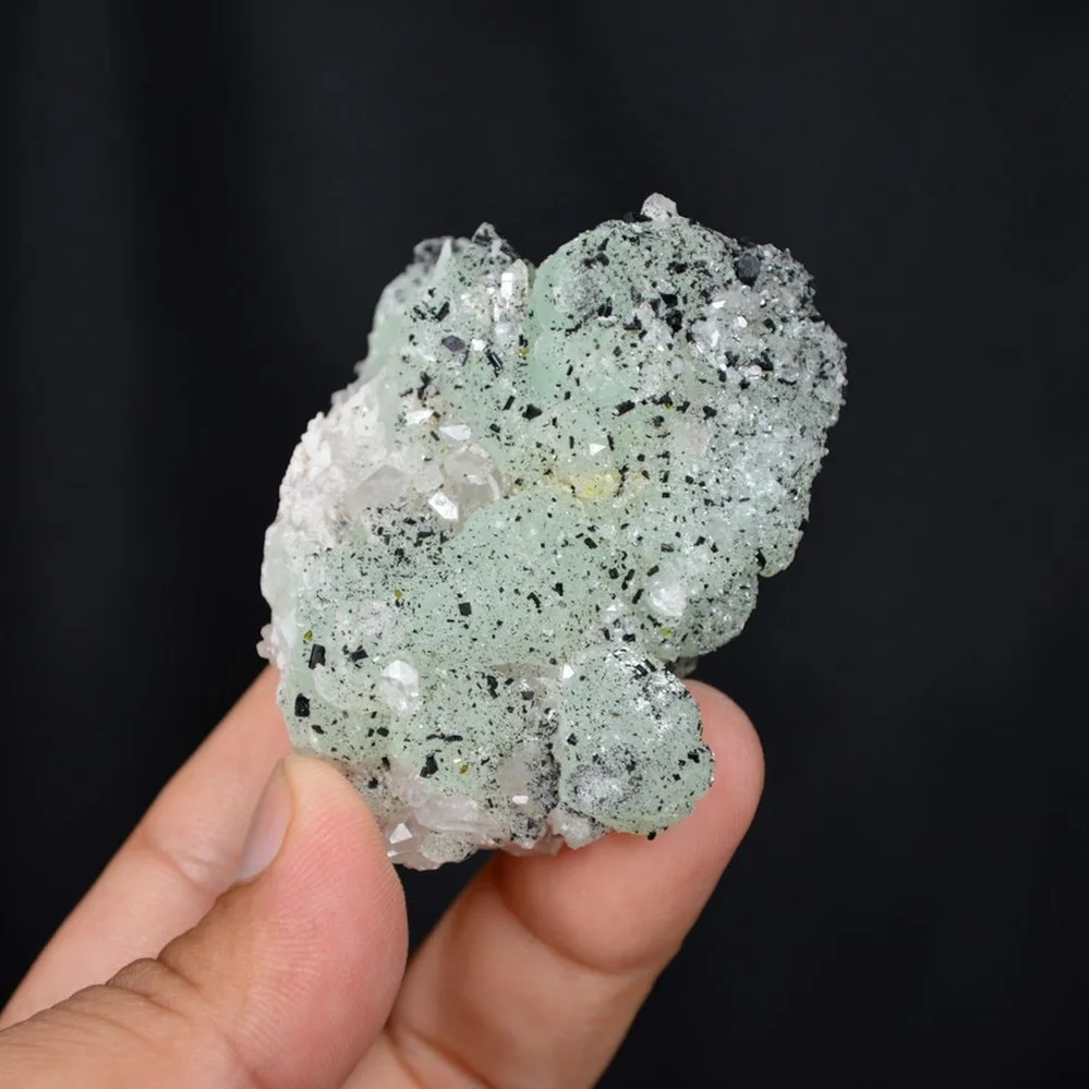Prehnite With Babingtonite And Quartz Crystals - Image 2
