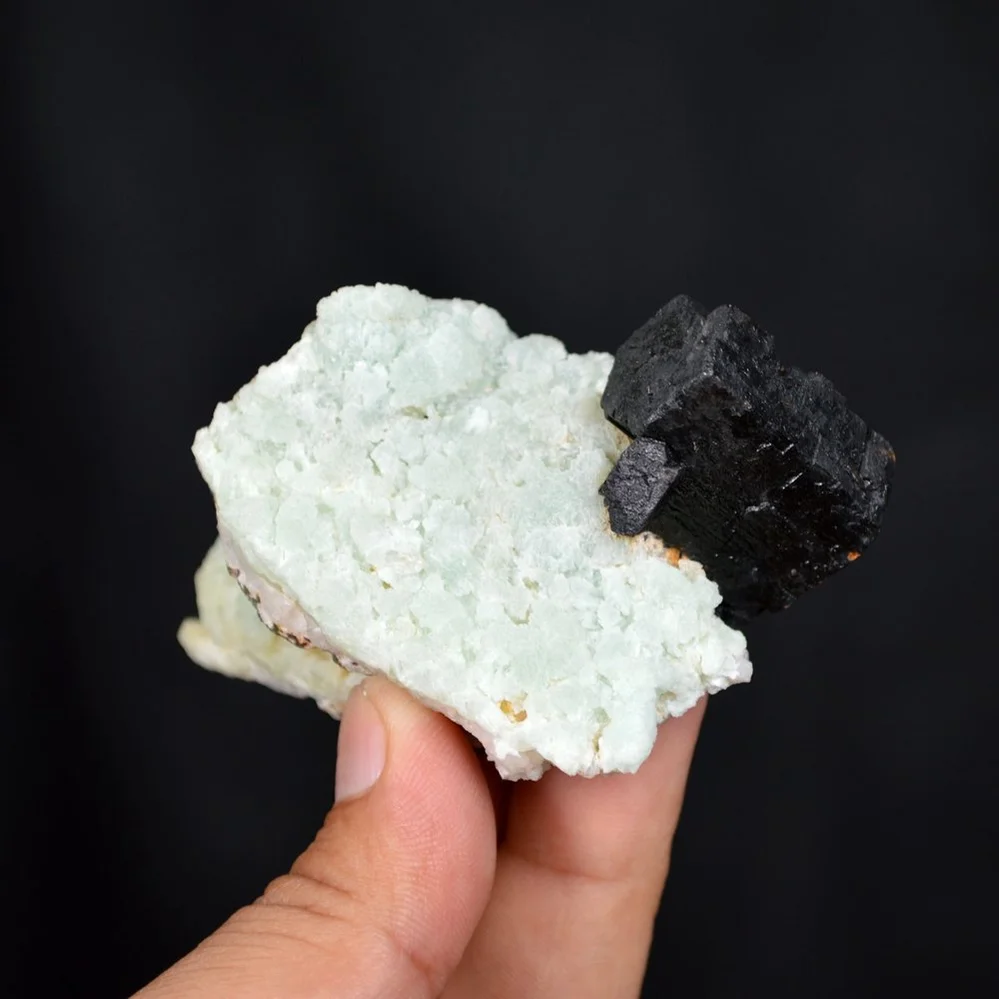 Prehnite With Babingtonite And Quartz Crystals