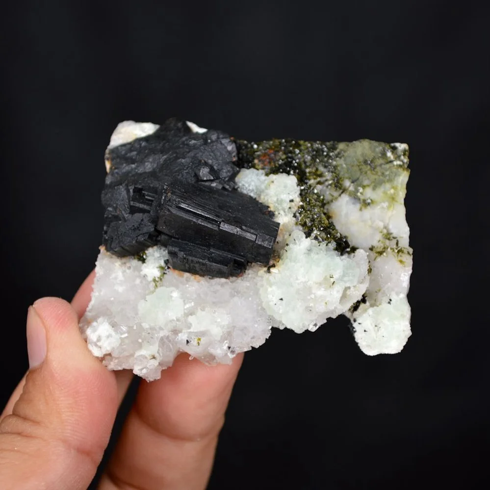 Prehnite With Babingtonite And Quartz Crystals - Image 2