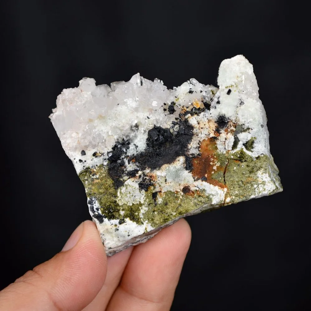 Prehnite With Babingtonite And Quartz Crystals - Image 3