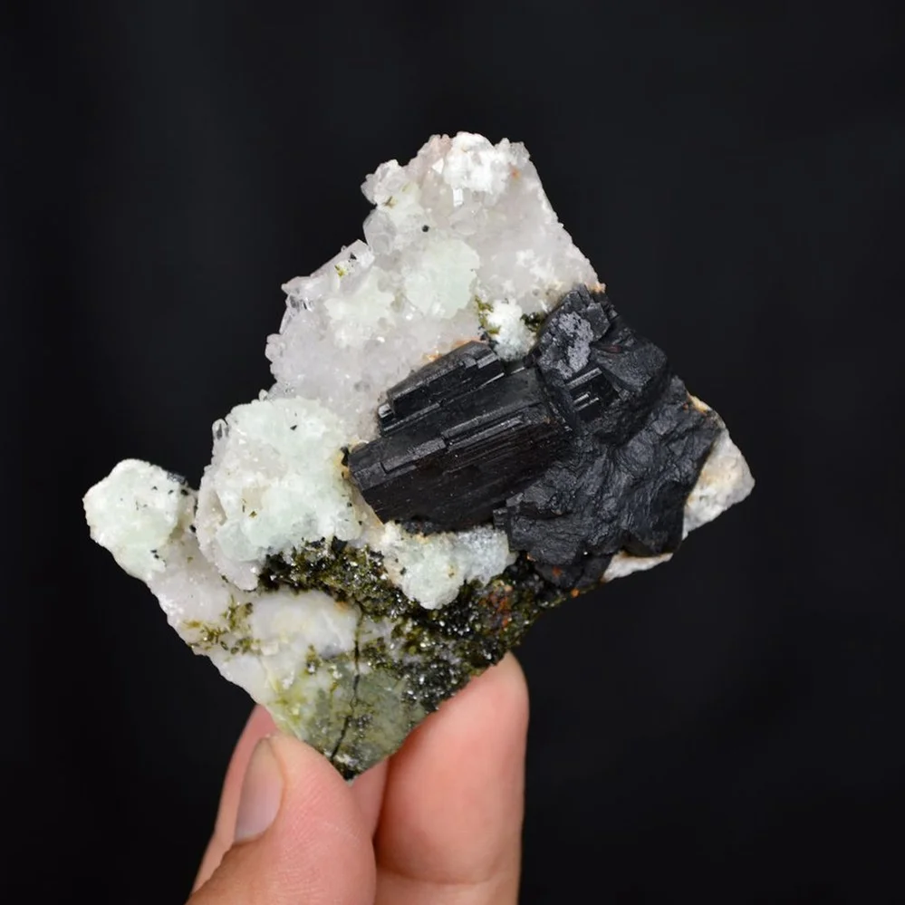 Prehnite With Babingtonite And Quartz Crystals - Image 4