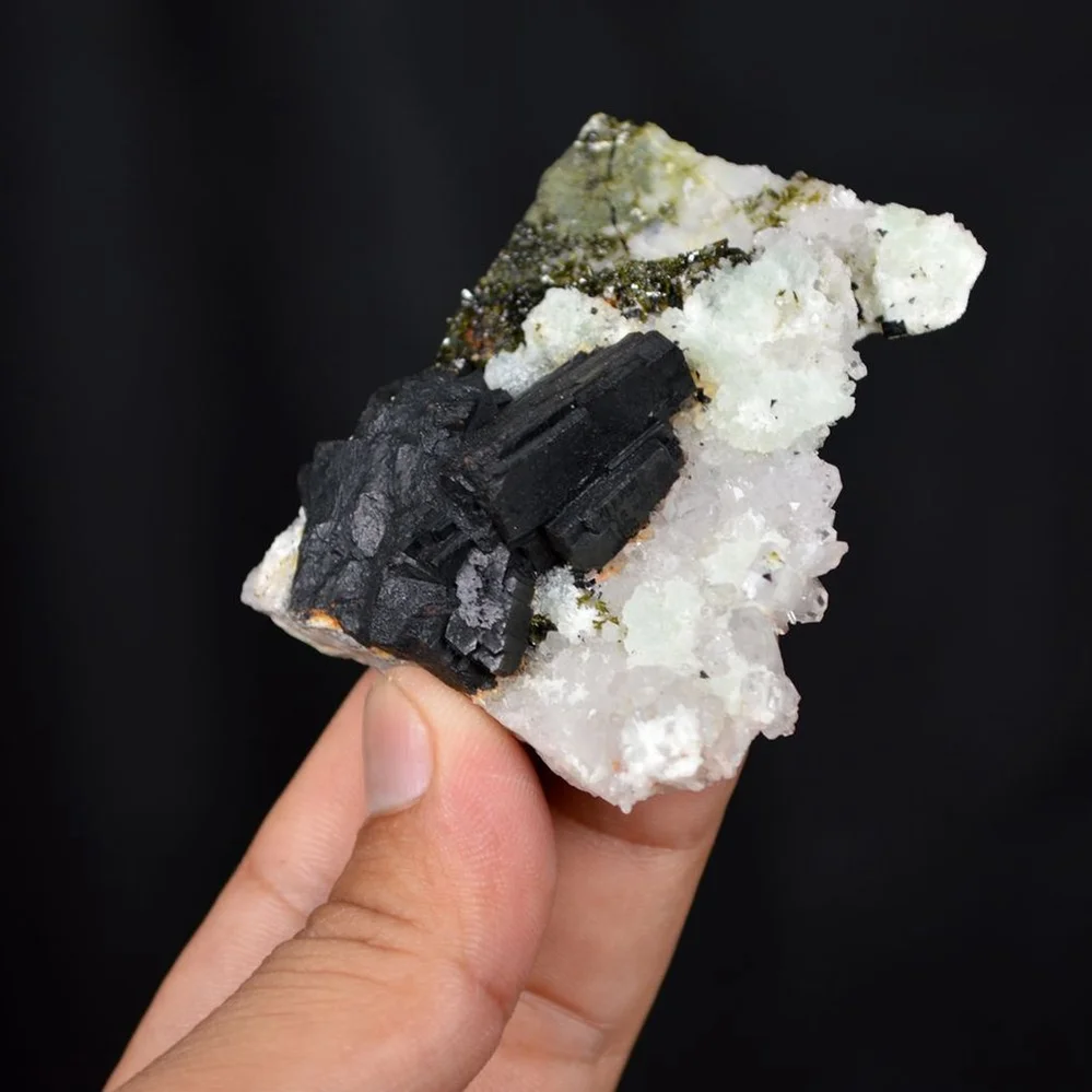 Prehnite With Babingtonite And Quartz Crystals - Image 5