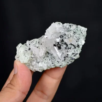 Prehnite With Babingtonite And Quartz Crystals