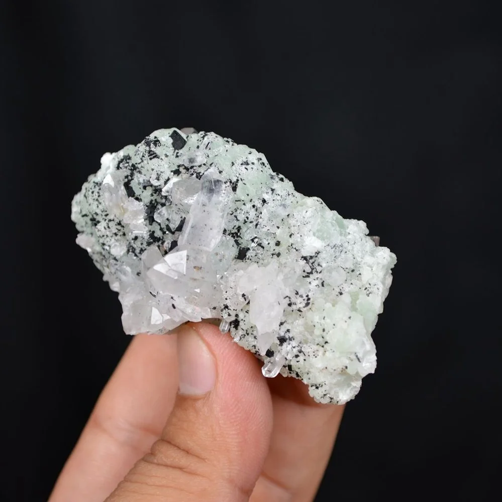 Prehnite With Babingtonite And Quartz Crystals - Image 3