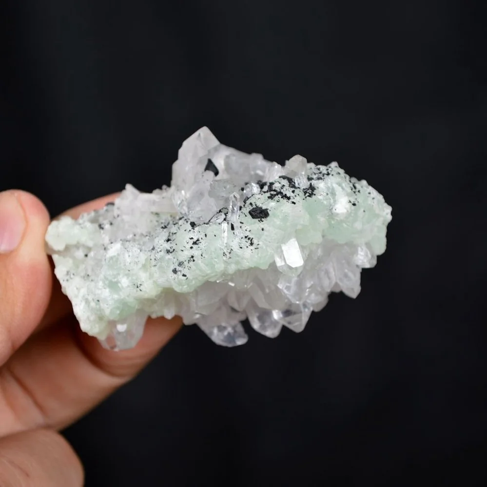 Prehnite With Babingtonite And Quartz Crystals - Image 4