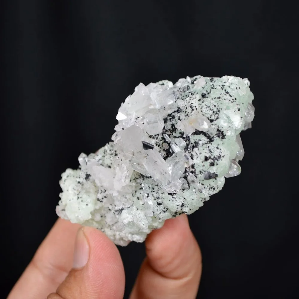 Prehnite With Babingtonite And Quartz Crystals - Image 5