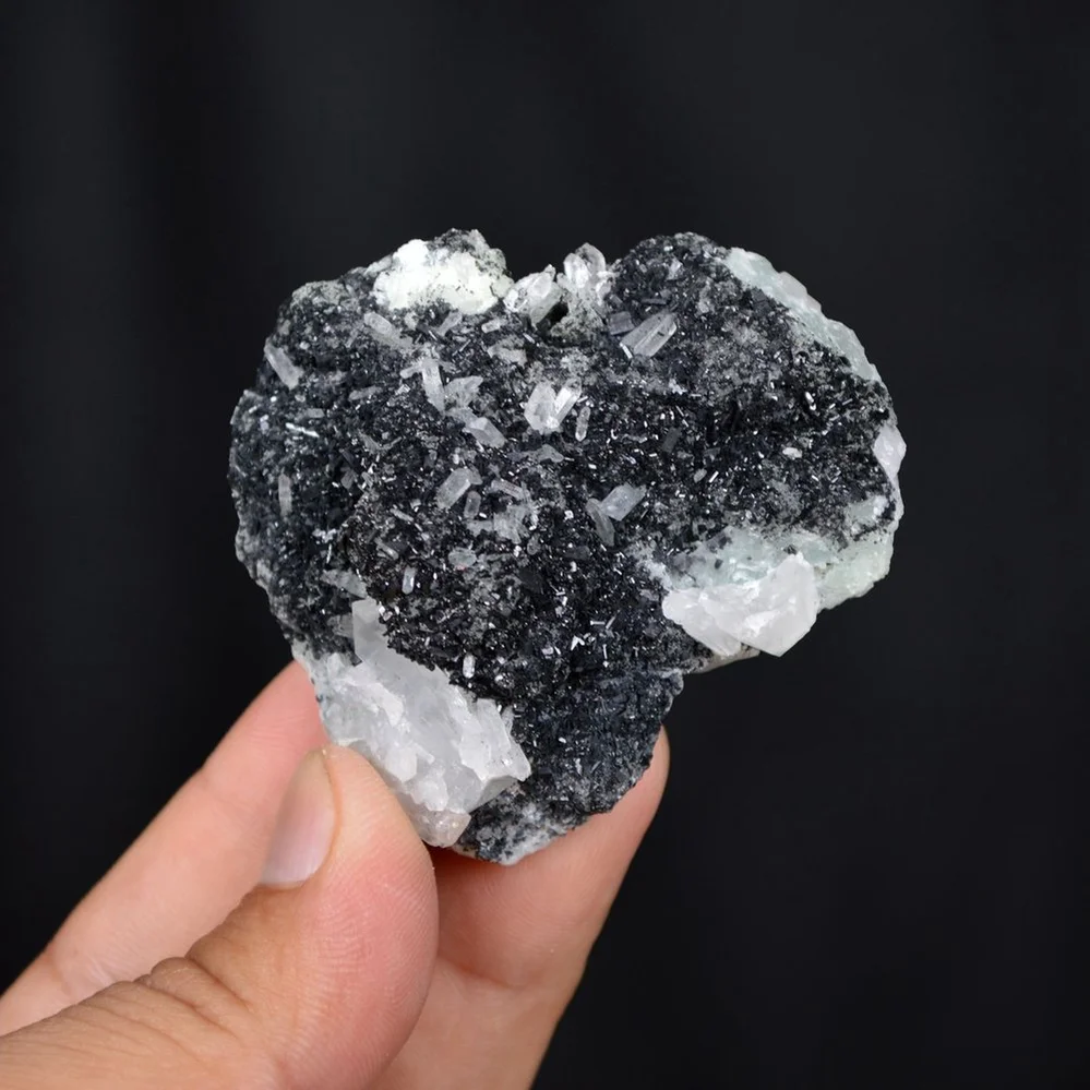 Prehnite With Babingtonite And Quartz Crystals