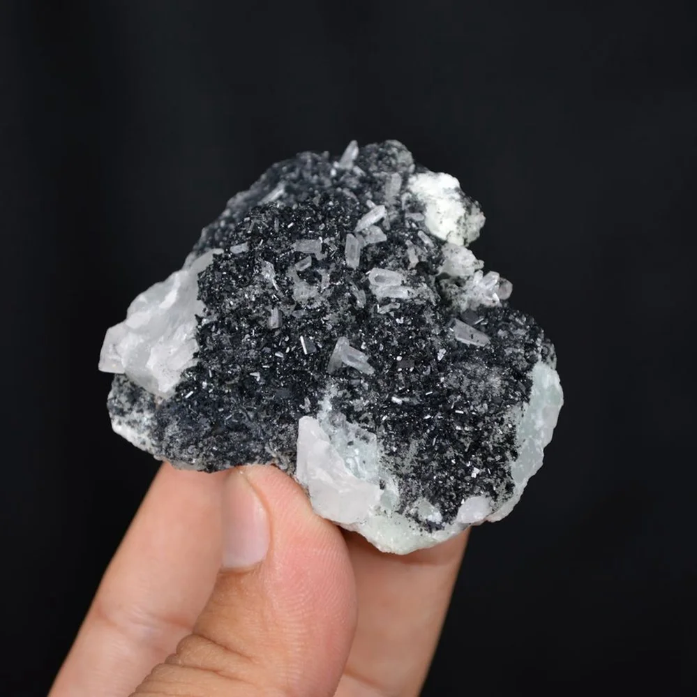 Prehnite With Babingtonite And Quartz Crystals - Image 4