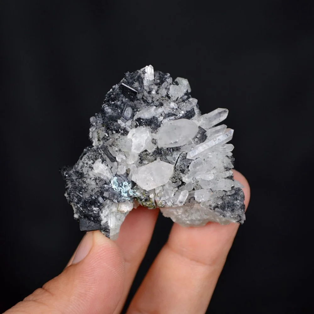 Prehnite With Babingtonite And Quartz Crystals