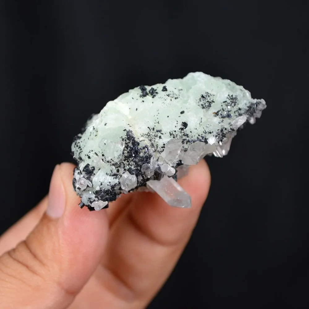 Prehnite With Babingtonite And Quartz Crystals - Image 4