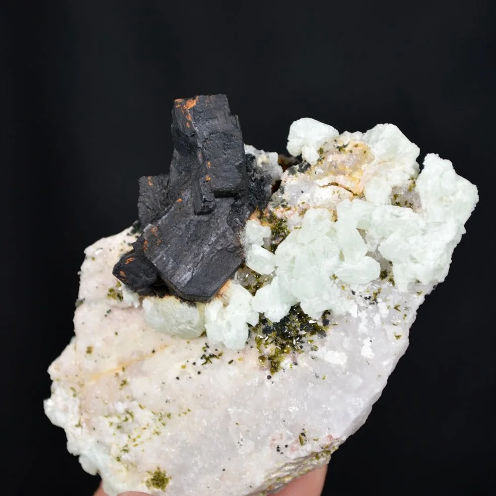 Prehnite With Babingtonite And Quartz Crystals - Image 5