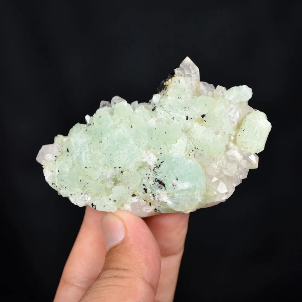 Prehnite With Babingtonite And Quartz Crystals