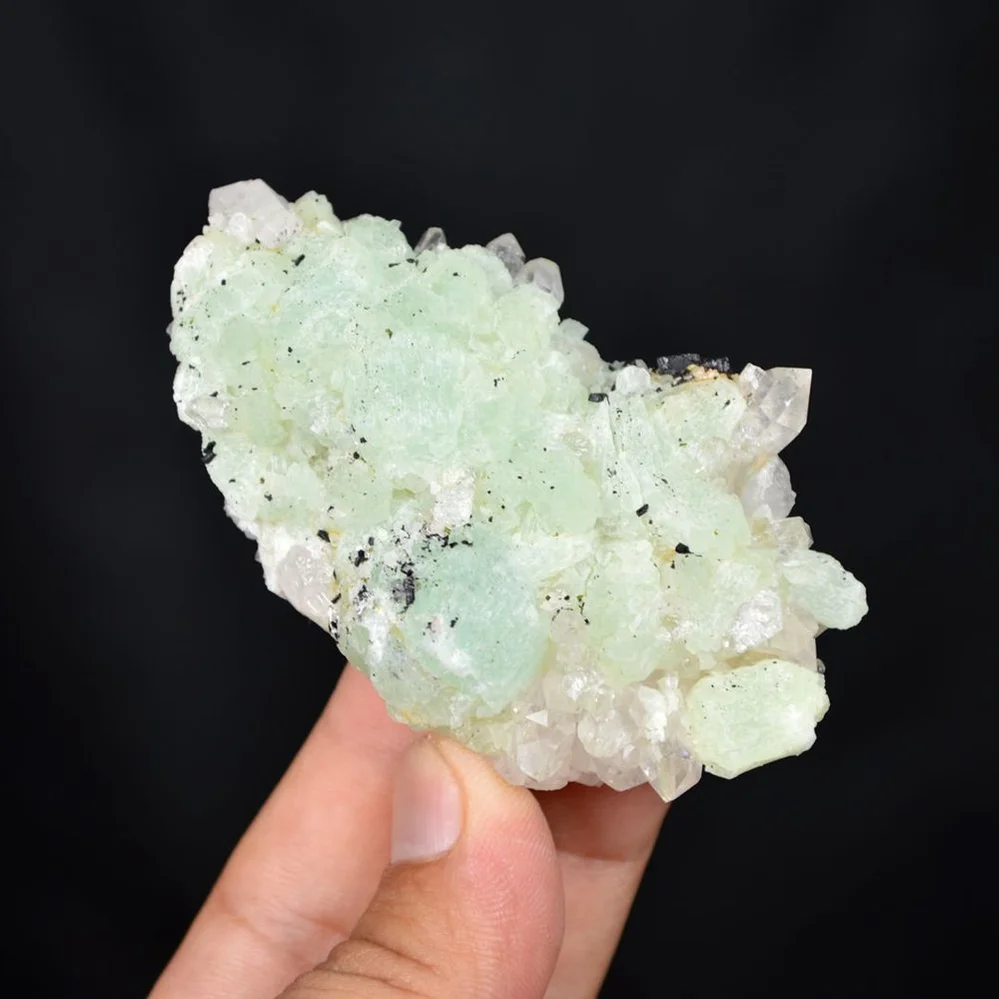 Prehnite With Babingtonite And Quartz Crystals - Image 3