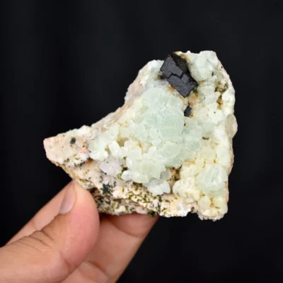 Prehnite With Babingtonite And Quartz Crystals