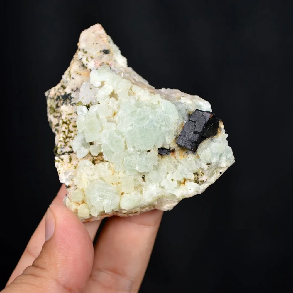 Prehnite With Babingtonite And Quartz Crystals - Image 2