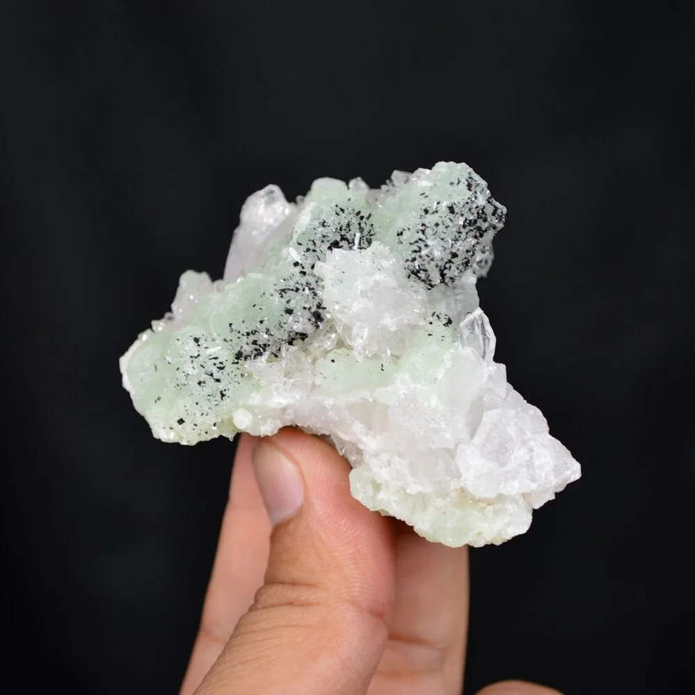 Prehnite With Babingtonite And Quartz Crystals - Image 2