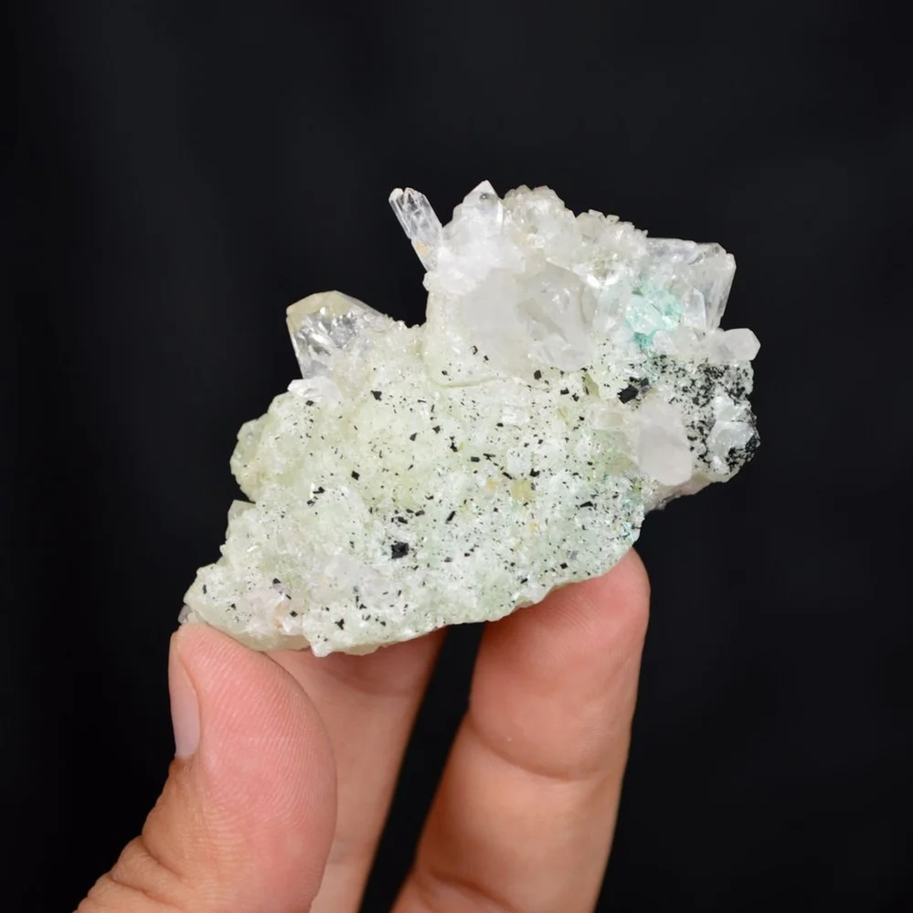 Prehnite With Babingtonite And Quartz Crystals