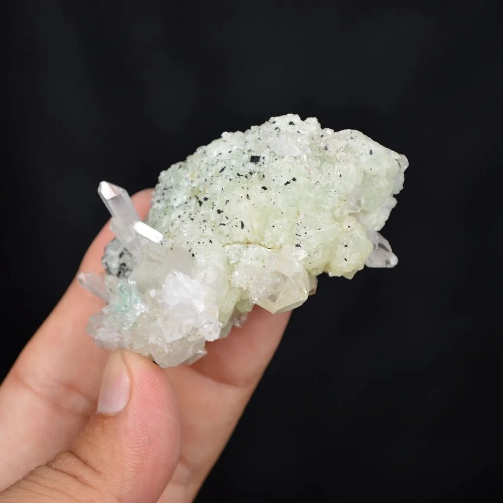 Prehnite With Babingtonite And Quartz Crystals - Image 4