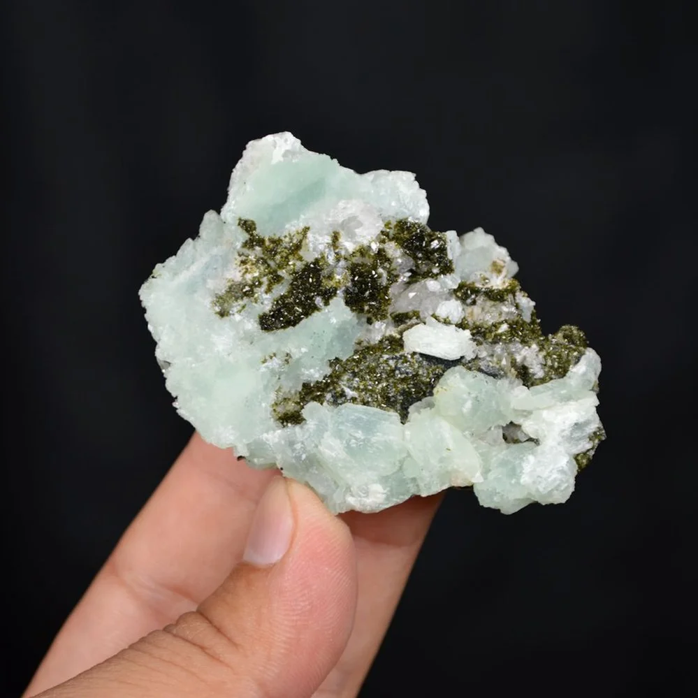 Prehnite With Babingtonite And Quartz Crystals - Image 2