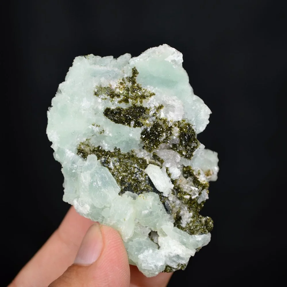 Prehnite With Babingtonite And Quartz Crystals - Image 4