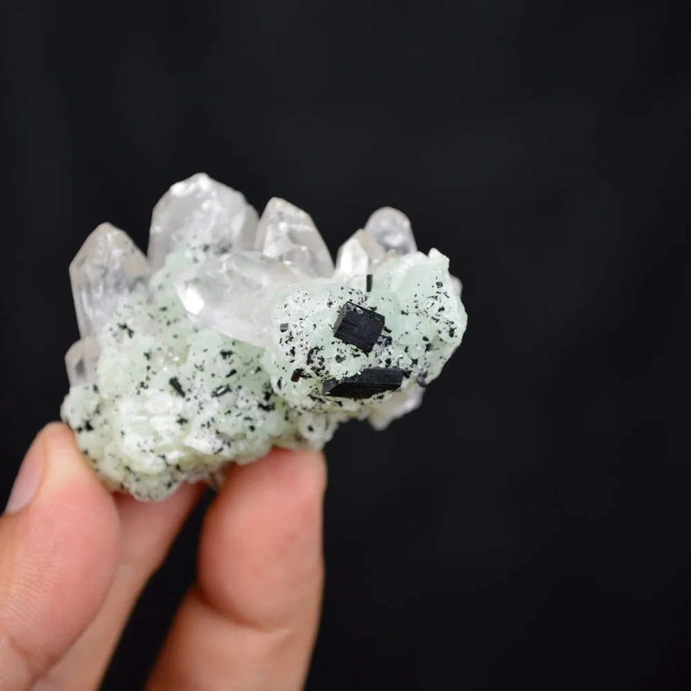 Prehnite With Babingtonite And Quartz Crystals - Image 3
