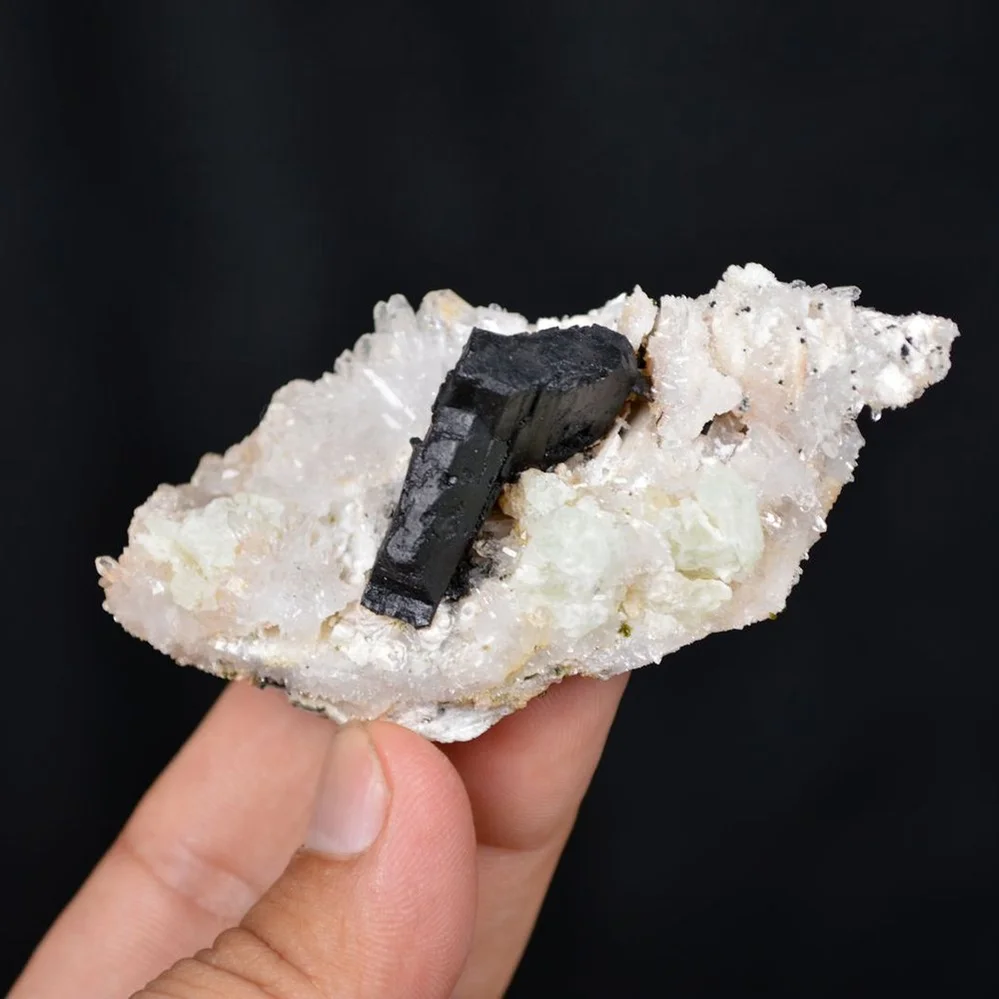 Prehnite With Babingtonite And Quartz Crystals - Image 3