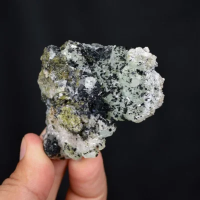 Prehnite With Babingtonite And Quartz Crystals