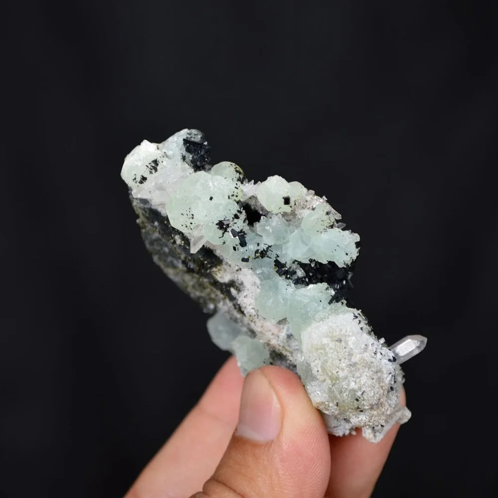 Prehnite With Babingtonite And Quartz Crystals - Image 2