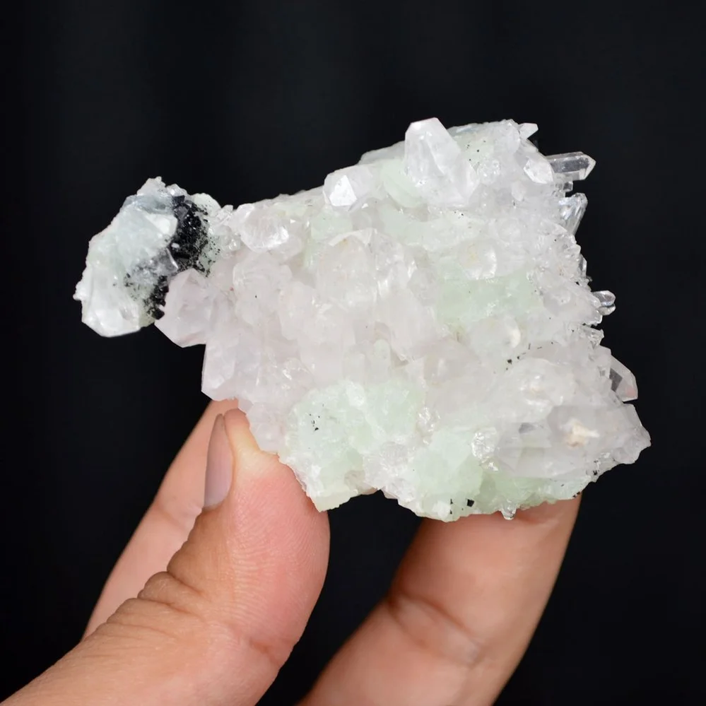 Prehnite With Babingtonite And Quartz Crystals