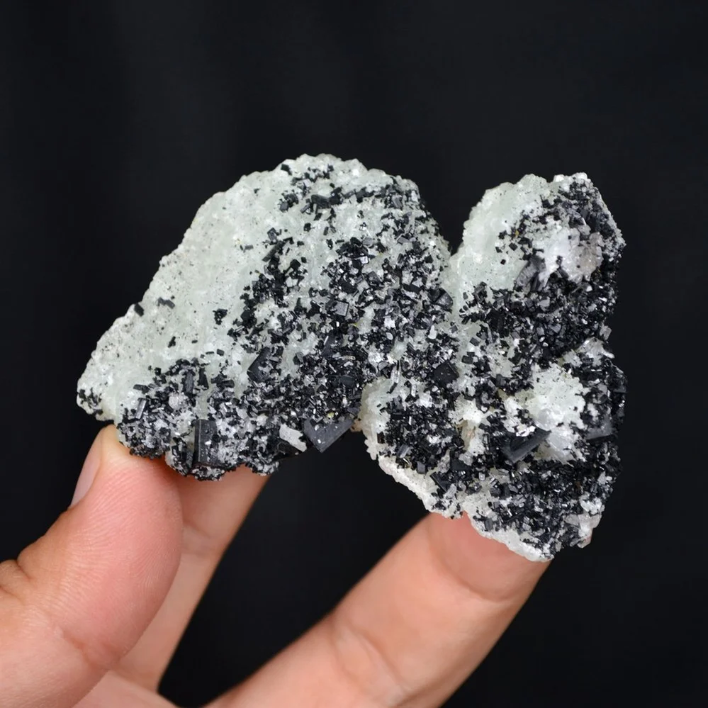 Prehnite With Babingtonite And Quartz Crystals