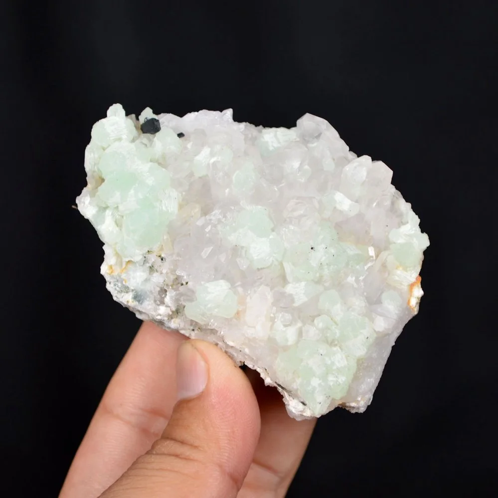 Prehnite With Babingtonite And Quartz Crystals