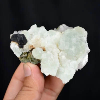 Prehnite With Babingtonite And Quartz Crystals