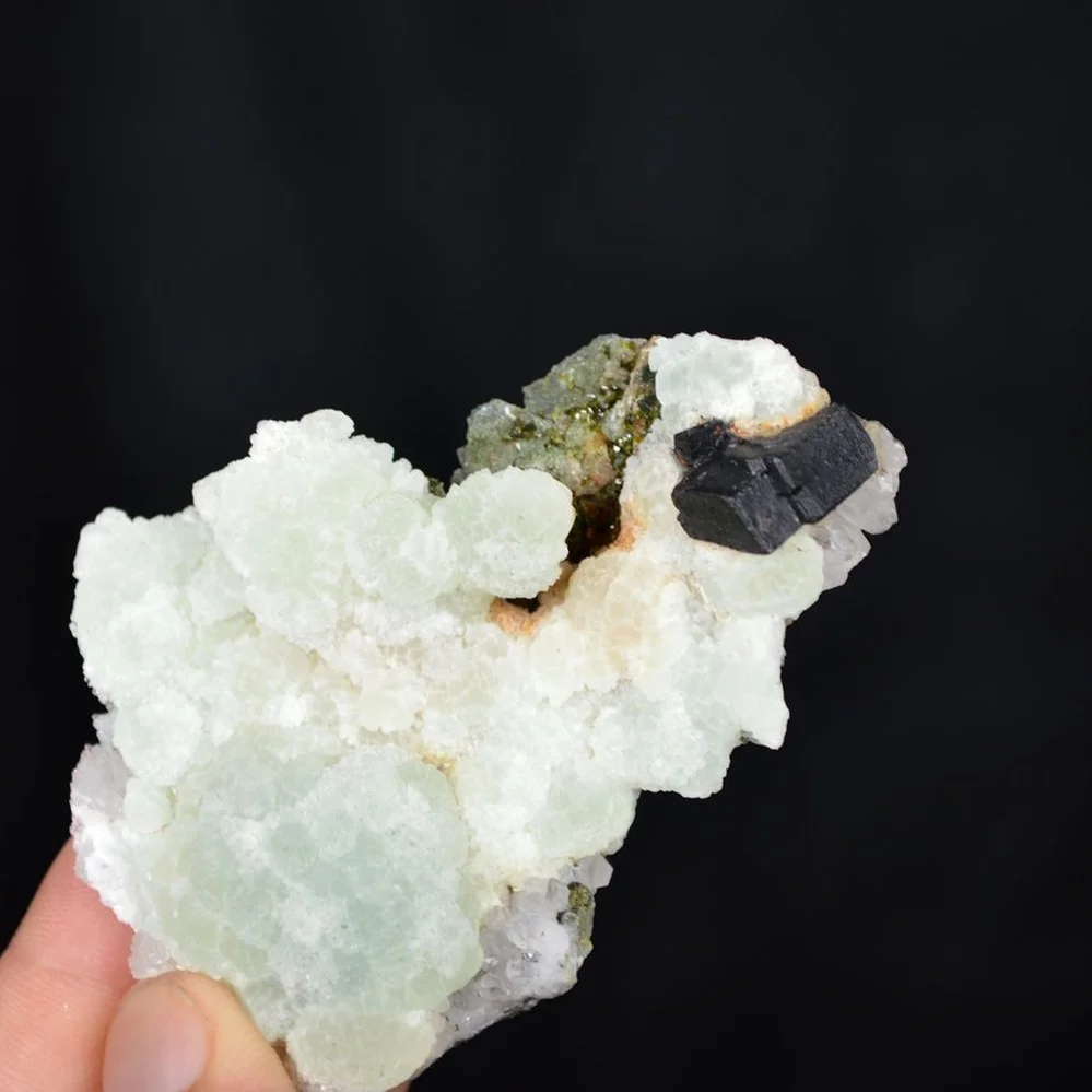 Prehnite With Babingtonite And Quartz Crystals - Image 3