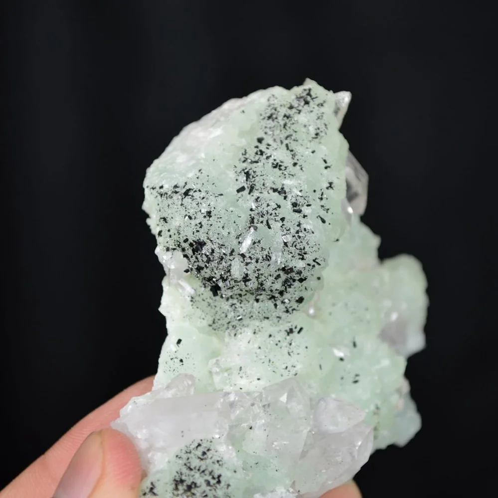Prehnite With Babingtonite And Quartz Crystals - Image 2