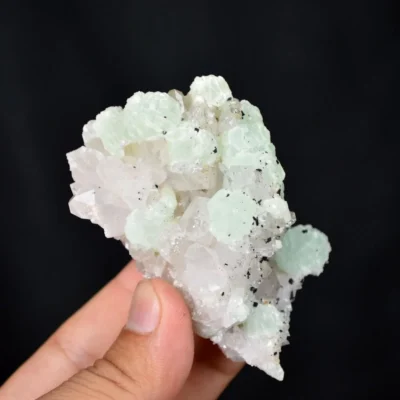 Prehnite With Babingtonite And Quartz Crystals