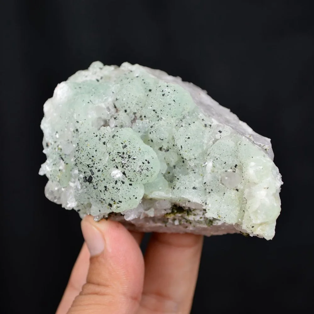 Prehnite With Babingtonite And Quartz Crystals - Image 2