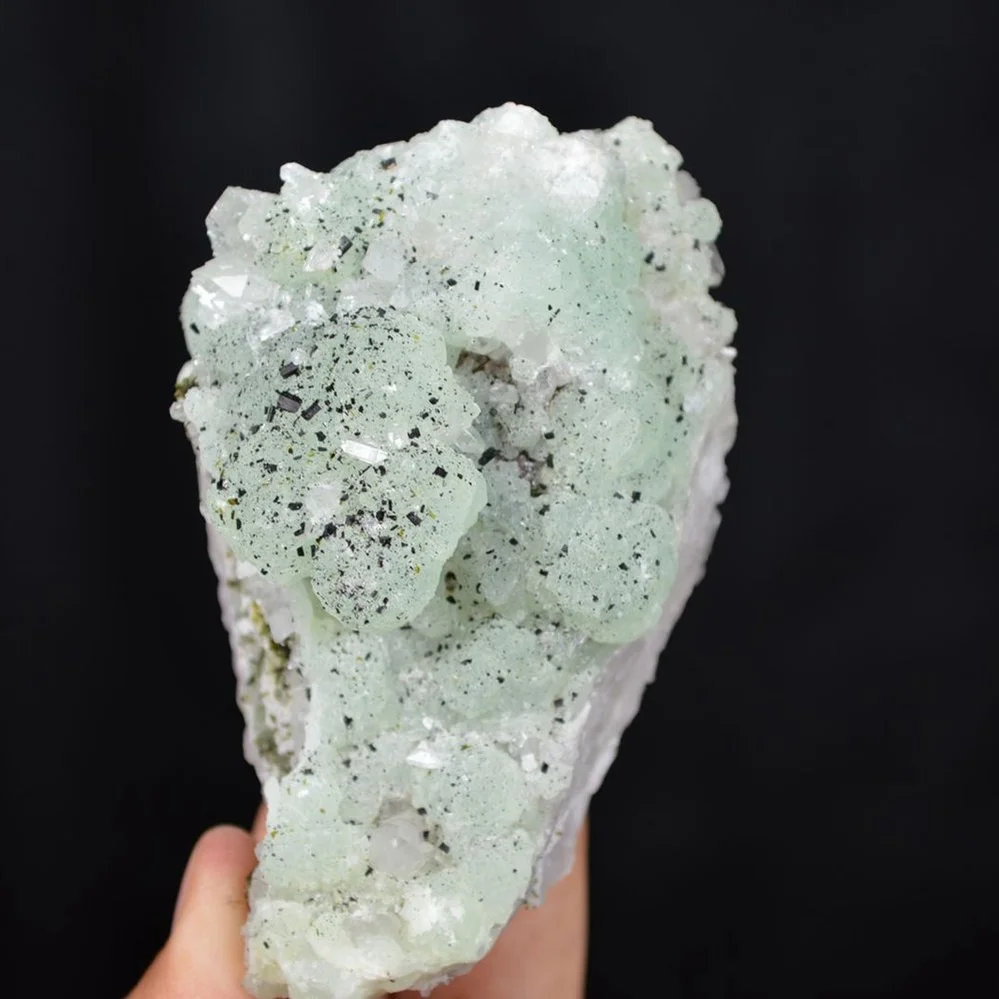 Prehnite With Babingtonite And Quartz Crystals - Image 4