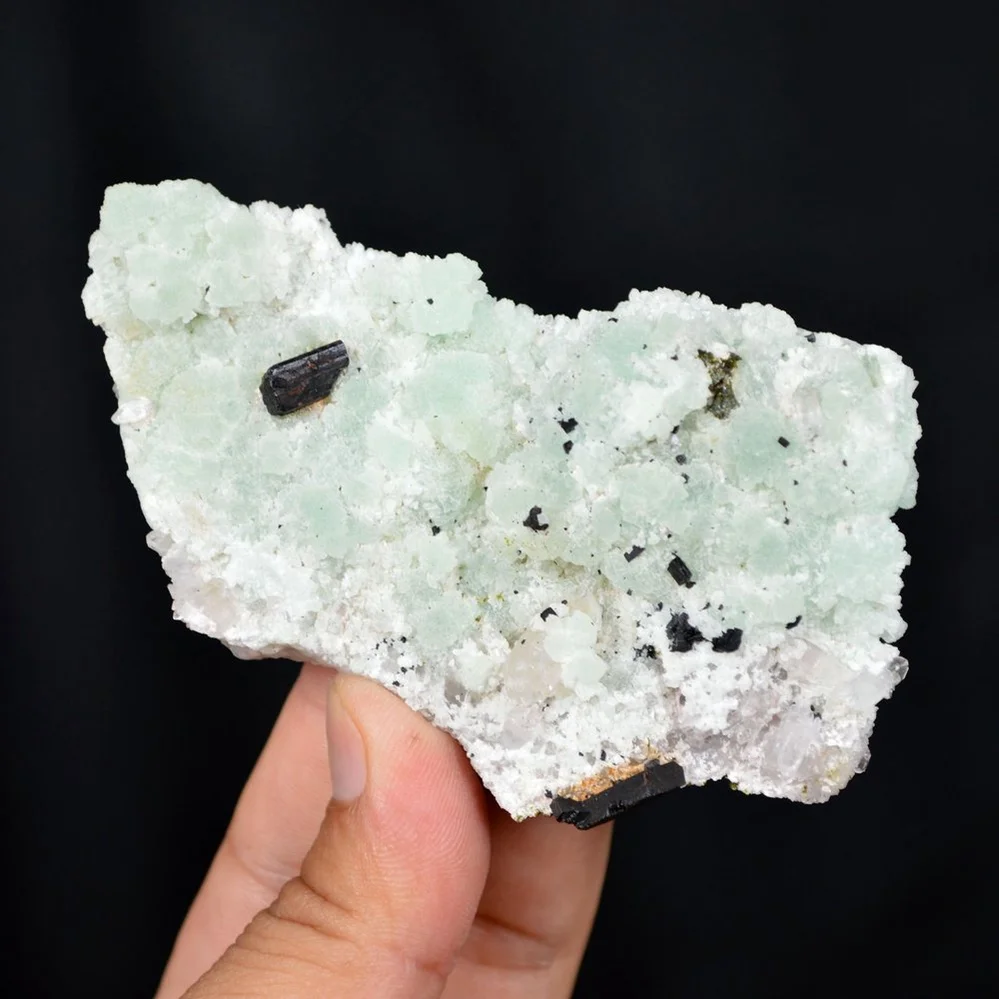 Prehnite With Babingtonite And Quartz Crystals