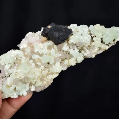 Prehnite With Babingtonite And Quartz Crystals