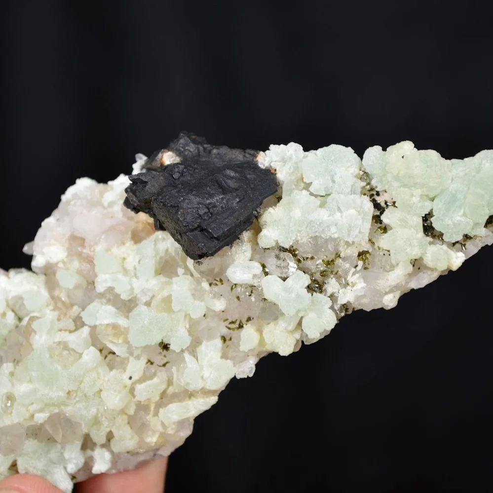 Prehnite With Babingtonite And Quartz Crystals - Image 2