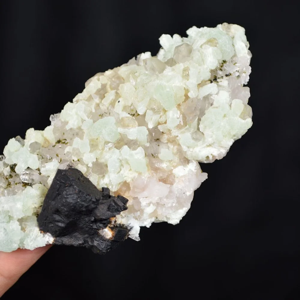 Prehnite With Babingtonite And Quartz Crystals - Image 3