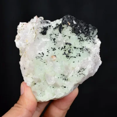 Prehnite With Babingtonite And Quartz Crystals